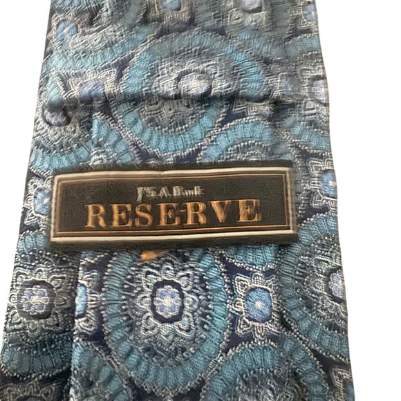 JOS. A. Bank Reserve Mens 100% Silk Tie Blue Floral Medallion Pattern - Picture 3 of 6